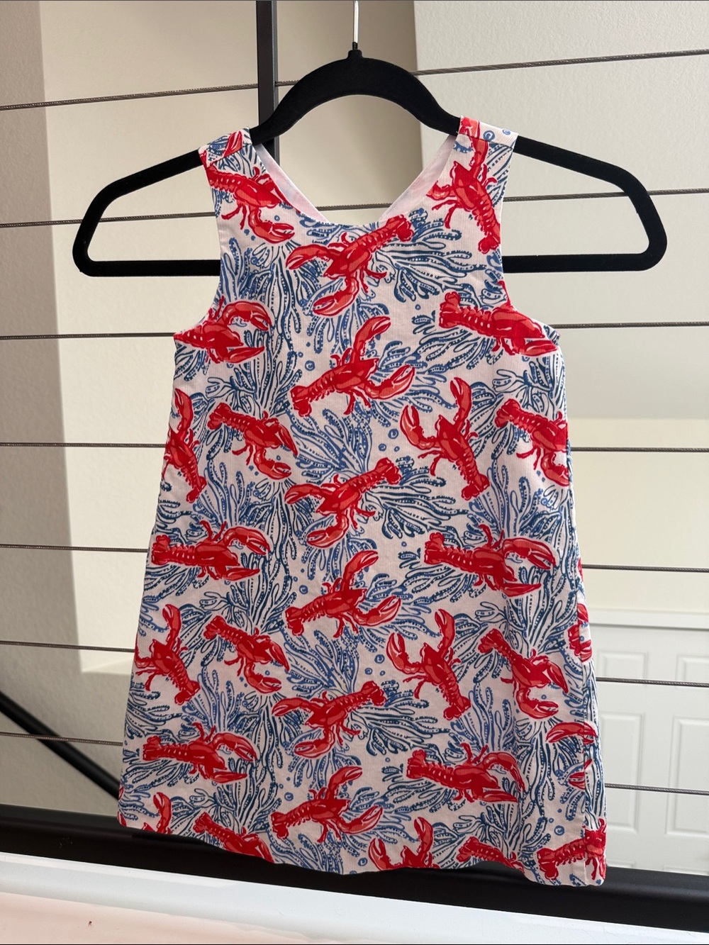 Tommy Bahama White Dress with Red Lobster and Blue Seaweed Print